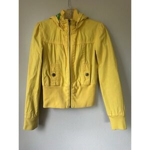 Tulle Anthropologie Yellow Jacket Removable Hood Cotton Green Lining Boho‎ Sz XS